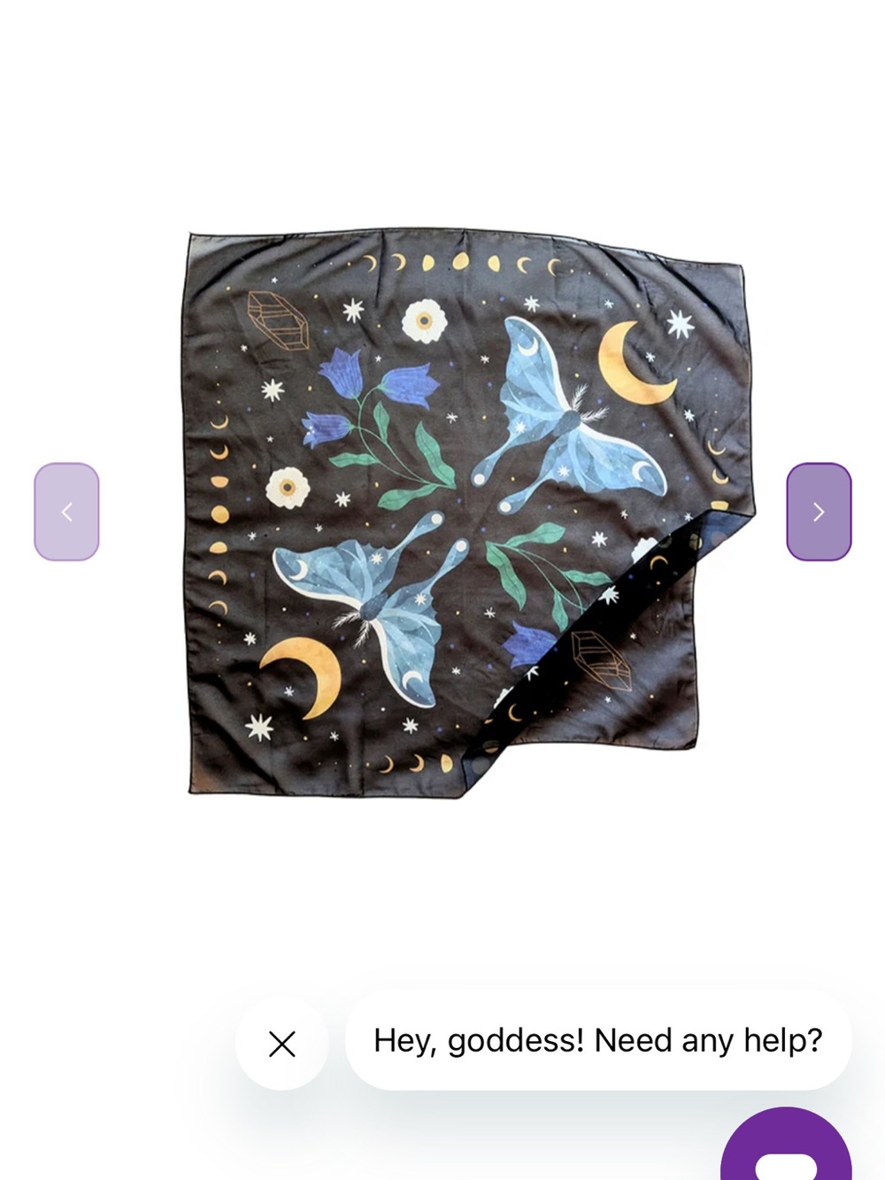 Goddess Provisions Butterfly Moonlight Garden Vegan Silk Scarf in Blue